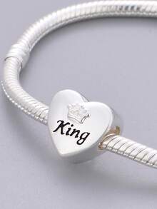 1pc Luxurious Stable Crown & Heart Beaded Creative Daily Versatile DIY Bracelet Or Necklace Gift - Silver - View 2