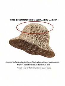 1pc Fashion Striped Straw Panama Hat, Unisex Wide Brim Beach Hat, Breathable Casual Outdoor Travel - 駝色 - 查看 7