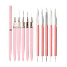 5pcs Nail Art Liner Brushes & 5pcs Nail Art Dotting Pens, Gel Nail Line Brushes, Fine Line Nail Brushes Set, Nail Striping Brushes, Painting Art Design Pens For Long Lines, Double-Ended Nail Dotting Tool Set - Multicolor - View 7