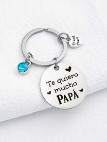 1个“我爱你，妈妈，我爱你，爸爸”不锈钢粉钻心形钥匙扣，母亲节礼物 - 彩色 - 查看 7