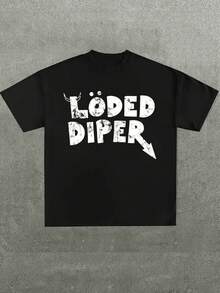 ZIVRE Men's Plus Size T-Shirt, Loded Dipper Shirt Vintage Look Diary Of A Kid Tee, (1 Piece) 100% Cotton Casual Printed T-Shirt, Crew Neck Short Sleeve, 220g Cotton T-Shirt, For Going Out, Gift, Summer, Unisex - 黑色 3 - 查看 12