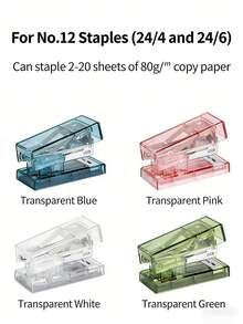 1 Set Mini Semi-Transparent Handheld Stapler Kit, Cute Student Stationery Multi-Function Binding Machine, Small Stapler - Stapler - View 2