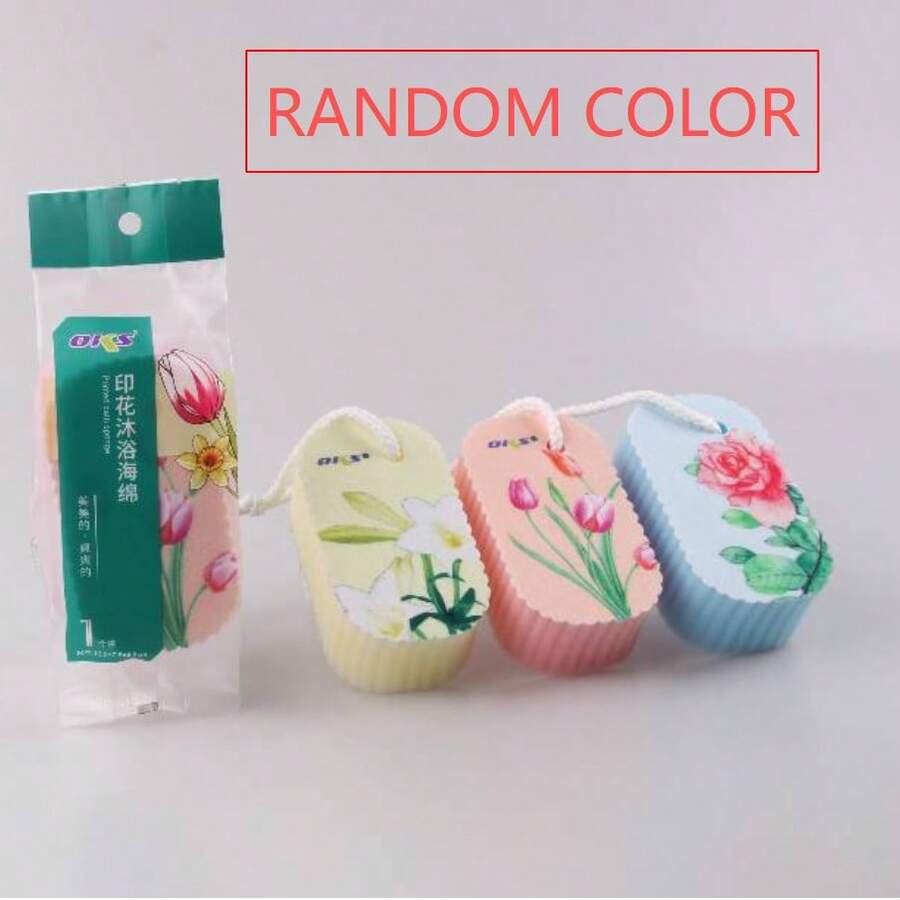 OKS Flourer Print Bath Sponge, Soft Exfoliating Loofah For Shower, Random Color - Bath Sponge - View 1