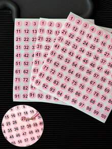 300张（3张）/套 粉色数字贴纸 1-100 阿拉伯数字圆形标签，多用途自粘贴纸，教师及学校用品，返校季 - Pink - 查看 2