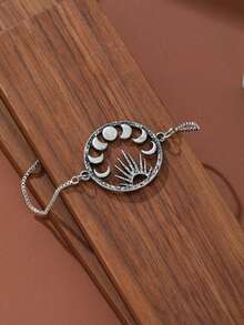 1件装时尚简约镂空月亮图案派对礼物手链，可调节完美设计饰品，周年纪念礼物 - 手鍊 - 查看 3