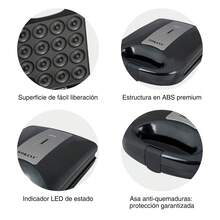 Maquina para Hacer Donas, Mini Donut Maker para 16 Mini Donuts, Fácil de Usar y Limpiar, Doble Cara Antiadherente, 1200W Alta Potencia, para Desayunar, Aperitivos, Postres y Reuniones Familiares - Tipo de Enchufe A USA (110-127V) - Ver 4