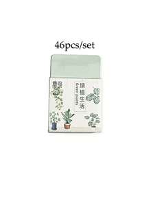46pcs/Set Ins Fresh Art Style Green Plant Life Series Box Stickers DIY Journal Diary Decoration Sealing Stickers Decorative Stickers - Sticker - View 10