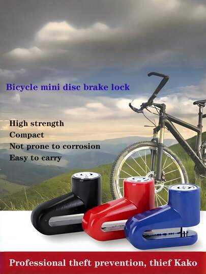 1pc High-Strength Compact Bicycle Disc Brake Lock, ABS/Zinc Alloy Anti-Theft U-Shaped Lock, Suitable For Mountain Bikes, Motorcycles, Electric Scooters, Tricycles. Manual Operation, Corrosion-Resistant, Streamlined Design, Sturdy Construction, Easy To Carry, Polished Finish