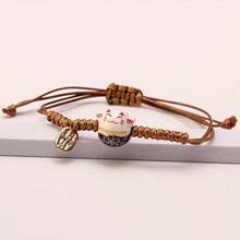 Ceramic Cat Couple Braided Bracelet, Handmade Lucky Cat Red String Bracelet, Cute Japanese Style Girlfriend Gift - Red Ceramic Cat - View 17