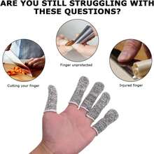 Anti-Cut Finger Protectors, Finger Guards, 10 Pcs, 5 Levels, Elastic, Wear-Resistant, AWIH Finger Protection Covers - Gray 10pcs - View 3