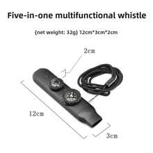 Multifunctional Outdoor Survival Whistle In 1 With LED Light, Thermometer, Compass For Camping, Hiking, Emergency Rescue, MBJ7 - Black - View 6