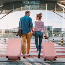 Luggage Set 3 Piece, Pink, Hardshell Suitcase With 4 Spinner Wheels, Vertical Striped Design - Pink - View 4
