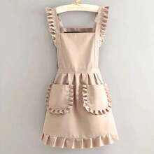 1-Piece Korean-Style Women's Apron Nail Salons, Kitchens, Coffee Shops, Workwear, Home Cooking, And Cleaning, Sleeveless Apron - 杏 - 查看 1