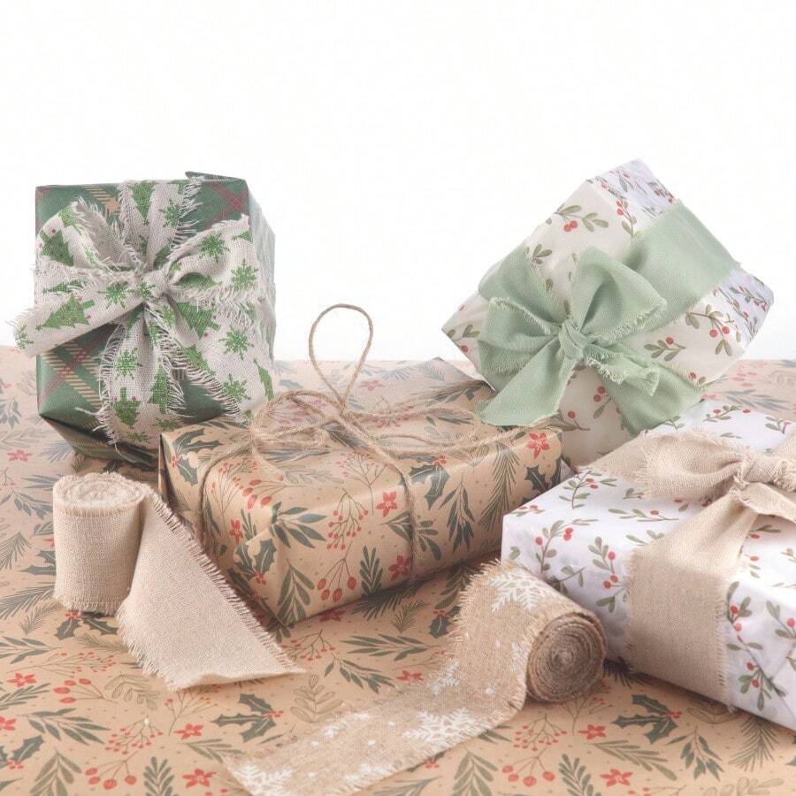 Gift Wrapping Ribbon, Stationery Set Holiday Packaging Ribbon - A - View 1