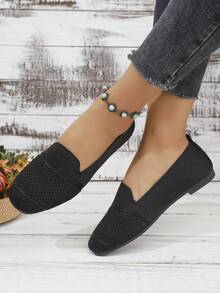 Giày bệt nữ mũi vuông kẻ sọc, giày bệt thời trang kẻ sọc phong cách nghỉ dưỡng, bohemian, thường ngày, gợi cảm, dễ thương, dự tiệc, công sở, phù hợp cho ở nhà, văn phòng và mọi mùa. - màu đen - Xem 7