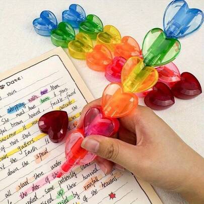 Resaltador de forma de corazón - Resaltador de Biblia que no gotea, adecuado para la escuela, la oficina y los diarios, colores suaves y brillantes