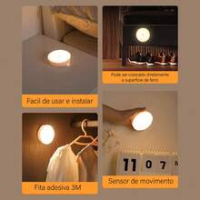 Kit Of 5 LED Lights With USB Rechargeable Motion Sensor, Automatic Night Light, Neutral White, For Closets, Hallways, Stairs - Kit Of 4 White Units - View 7