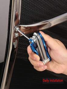 1件装便携式折叠六角扳手，六角星形螺丝刀扳手，铝合金手柄，钒钢材质，带钥匙扣设计，轻巧便携，适用于工业维护和家庭工具维修套装 - 藍色多合一 - 查看 5