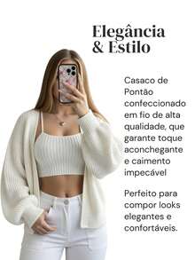 Women's Winter Cardigan Coat, Premium Knit - New Release - Copper - View 4