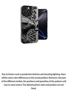 1pc Eagle Pattern Matte Anti-Fall Protective Phone Case, Compatible With IPhone 11, 12, 13, 14, 15, 16 Pro Max, X, XS, XR, 16E, 15 Plus, Galaxy, Honor X50i - Grey - View 5