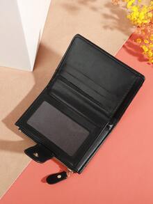 MADLEY Ví nhỏ in hoa thanh lịch với nút kim loại dành cho nữ, ví mini, ví cầm tay, ví mùa thu, ví dễ thương. - màu đen - Xem 7