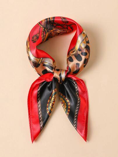1 chiếc khăn bandana giả lụa họa tiết da báo kiểu retro, khăn vuông 60cm, phụ kiện thời trang đa năng dành cho nam và nữ, phù hợp để sử dụng hàng ngày.