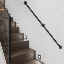 SENDERPICK 5ft Stair Railing Hand Rail Wall-Mounted For In/Outdoor Black Modern Handrail - Black - View 2