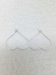 1件S925纯银极简心形耳环 - 甜美百搭的心形设计女士首饰 - 單隻耳環 - 查看 3