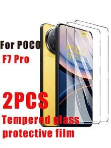 2 piezas de protector de pantalla de vidrio templado de alta definición compatible con POCO C65/C75/C85/M7/M8/M8 Pro/F7/F7 Pro/F7Ultra/F8 Pro/F8Ultra/X6/X6 Pro/X7Pro, compatible con desbloqueo de huella digital, anti-caída, anti-arañazos, sin burbujas, protector de pantalla curvo - transparente - Ver 21