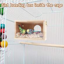 Parakeet Nesting Box Transparent Bird House For Cage Natural Wood Breeding Box For Parrot Parakeet Cockatiel Lovebirds Budgie Conure And Other Small Birds - Horizontal Breeding Box - View 7