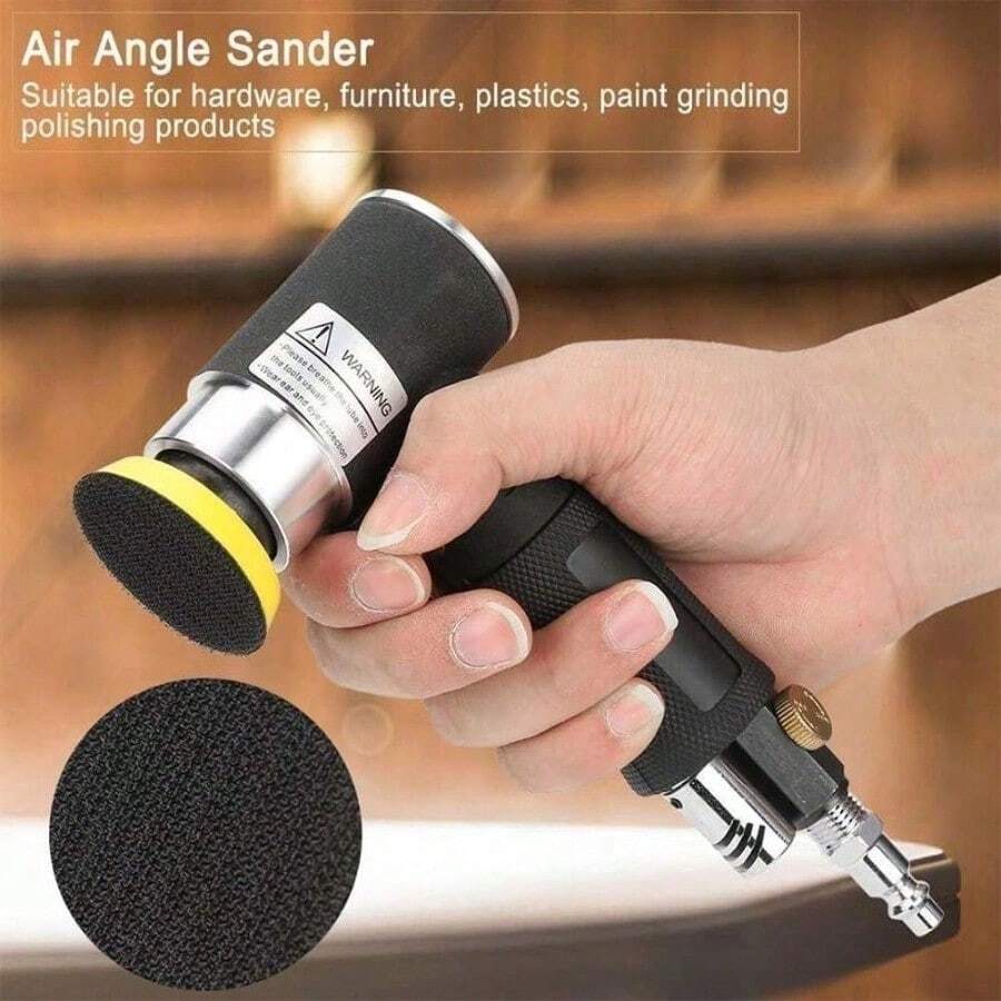 90 Degree Mini Air Orbital Sander 60 Piece Kit, Adjustable Speed Pneumatic Polisher With 1/2/3 Inch Sanding Buffing Discs, Compact Sanding Tool For Wood Craft Furniture Auto Repair - 預設 - 查看 1