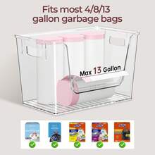 SANNAX 2 Pack Clear Pantry Organizers And Storage, Trash Bag Holder Under Sink Organizer For 4-13 Gal Bags, Trash Bag Dispenser With Bamboo Top For Onion, Potato, Garlic - Transparent - View 4