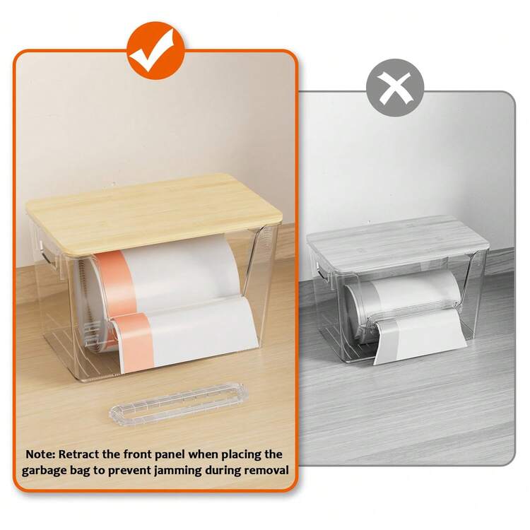 SANNAX 2 Pack Clear Pantry Organizers And Storage, Trash Bag Holder Under Sink Organizer For 4-13 Gal Bags, Trash Bag Dispenser With Bamboo Top For Onion, Potato, Garlic - 透明 - 查看 6