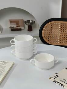 Cabin Kangaroo 1个/2个/4个可叠放白色陶瓷双耳碗ins风早餐碗燕麦碗汤碗甜点碗家用餐具 - 彩色 - 查看 7