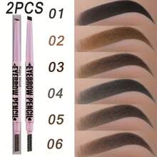 2pcs Dual-Ended Eyebrow Pencil, 2-In-1 Fine Tip & Brush Design, Long-Lasting Waterproof Natural Makeup, Automatic Eyebrow Pencil With Triangular Tip & Soft Brush, Easy To Apply - Eyebrow Pencil - View 3