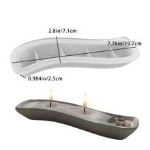 1 pieza Molde de arcilla DIY, molde organizador de bandeja rectangular para velas, adecuado para hacer resina, yeso, velas, productos de aromaterapia, decoración del hogar, decoración de bodas y fiestas, molde de silicona - Plato de vela largo - Ver 7