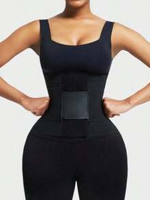 1pc Women's Waist Trainer, High Compression Adjustable Waist Cincher, 3-Layer Wrap Shapewear, Suitable Various Occasions, Gym Use - 黑色 - 查看 11