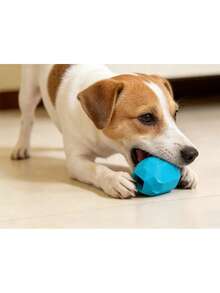 Interactive Dog Treat Dispenser Toy, Durable TPR Rubber Chew Toy For Aggressive Chewers, Teeth Cleaning Puzzle Toy For Small To Medium Dogs - 藍色 - 查看 3
