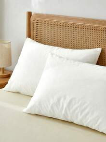 2个100%纯棉枕套，天然纹理，触感柔软，信封式开口，适用于卧室和床上用品。 - 白色 - 查看 5