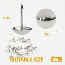 Tacks For Furniture 7/16\ Vintage Furniture Tacks Nails For Upholstery 100pcs Decorative Tack For Furniture DIY Silver Thumb Sofa Nails Furniture Tacks - Silver - 查看 7