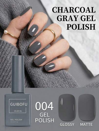 GUIBOFU 15ml dunkelgraues Gel-Nagellack, Anthrazitgrau, Zementgrau, professioneller neutraler Ton, UV-LED-Aufweichlack, langanhaltend, hochpigmentiert, schicker Bürostil für Herbst und Winter, einfarbige DIY-Maniküre-Zubehör, ästhetischer grauer Gel-Lack