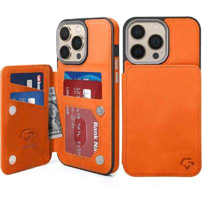 - Funda tipo portafolios para iPhone 15 Pro Max con tarjetero de bloqueo RFID para mujeres y hombres, funda a prueba de golpes para iPhone 15 Pro Max (6.7 pulgadas), color naranja,43351075