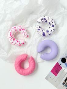 4pcs Gradient Color Clip-On Earrings Without Piercing, Acrylic Painted Ear Cuff Set - 4pcs - View 27