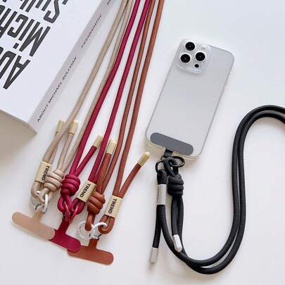 1pc Solid Color Adjustable Lanyard, Travel Anti-Lost Crossbody Phone Strap, Detachable Halter With Clasp For Camera/Phone