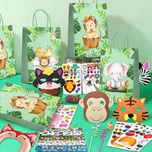 60pcs Jungle Animal Party Favors,Jungle Animal Birthday Party Favors Set Includes Animal Party Slap Bracelets Stickers Straws Balloon, Animal Mask, Animal Goodie Bags Etc Jungle Party Favors	 Kids Birthday Party Favors - Multicolor - View 3