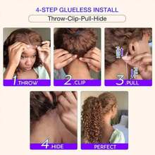 ZHENDEFA 巧克力棕色隐形绑带360°无胶蕾丝前假发，直发，预先拔毛，200密度，高清透明蕾丝前假发，带抽绳360°蕾丝假发 - S4 - 查看 12