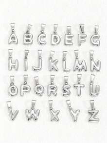 1 chiếc mặt dây chuyền hình bong bóng mini tinh tế kiểu Y2K gồm 26 chữ cái, mặt dây chuyền chữ cái đầu cho nữ, trang sức tối giản phong cách INS để đeo hàng ngày. - Bạc - Xem 4