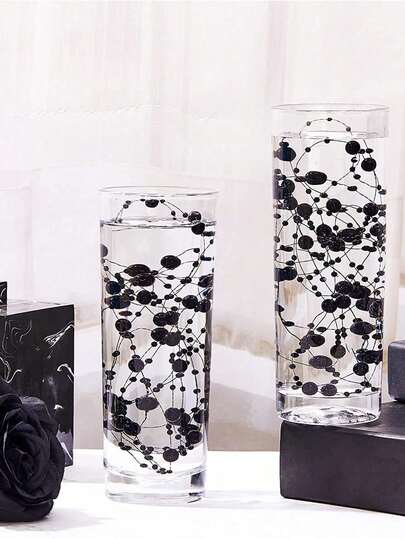 98ft Faux Pearl Beads Filler, Suitable For Floating Candles, Weddings, Dining Tables, Parties, Desktop Decor - Black