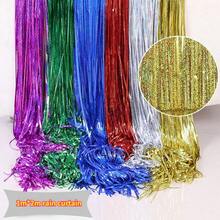 [Emballé individuellement] 1*2m/1 sac Rideau à paillettes laser pour décoration de scène, fournitures de fête, décoration de Noël, fête d'anniversaire, toile de fond de mariage, rideau de porte à franges, couleurs vives, indéfrisable - Rideau de pluie laser - Voir 2
