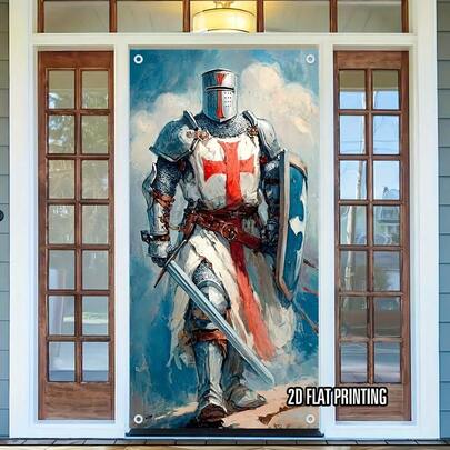 2 2d Door Flag, 2d Wall Decoration Of Medieval Knight Castle Door Flag Parties And Activities And The Theme Of The King's Guardian, Which Is Perfect For Creating Historical Atmosphere. Various Sizes And Styles Are Available For Selection.